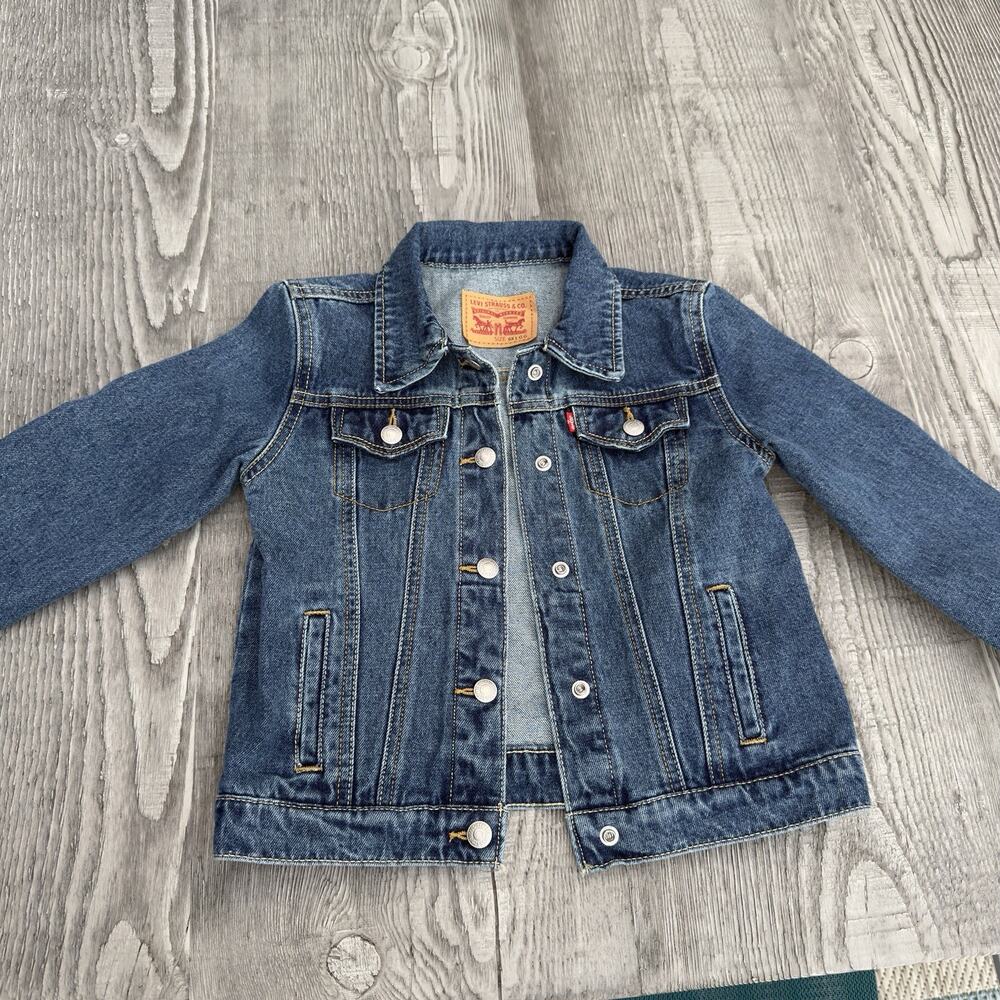 LEVI STRAUSS Trucker Jean Jacket Dark Blue Snap Up 6XL GG (Girls 5-6 years old)